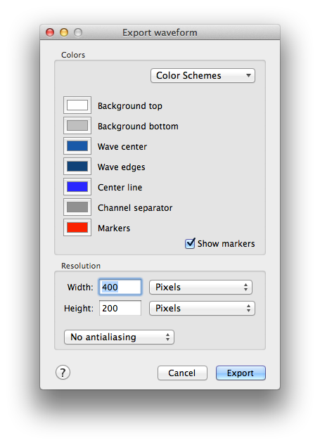 Exporting the waveform